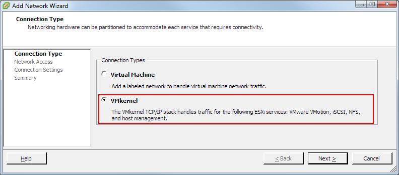8. Add a VMkernel port to allow the ESXi host kernel to communicate with the inside network.