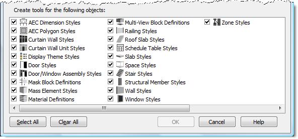 This can be very handy when you have many of the same object types to organize. You will next specify what type of information you want to be placed in the catalog.