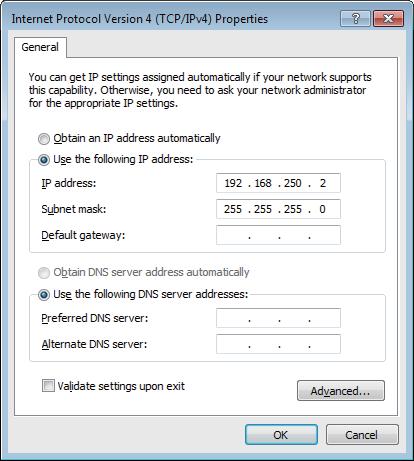 1 Basic configuration 6 Click the [Use the following IP address] option and enter an IP address and subnet mask.