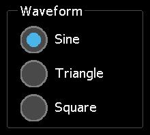 The Demo: Wave dialog box allows changes to be made to the demo Type, Waveform, Speed, and Period of the fader movement to be changed.