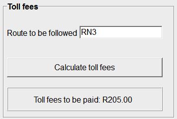 2.5 Button [Calculate toll fees] To determine the toll fees for the route used for the new delivery, the route number (for example RN3) must be entered in the text box provided.