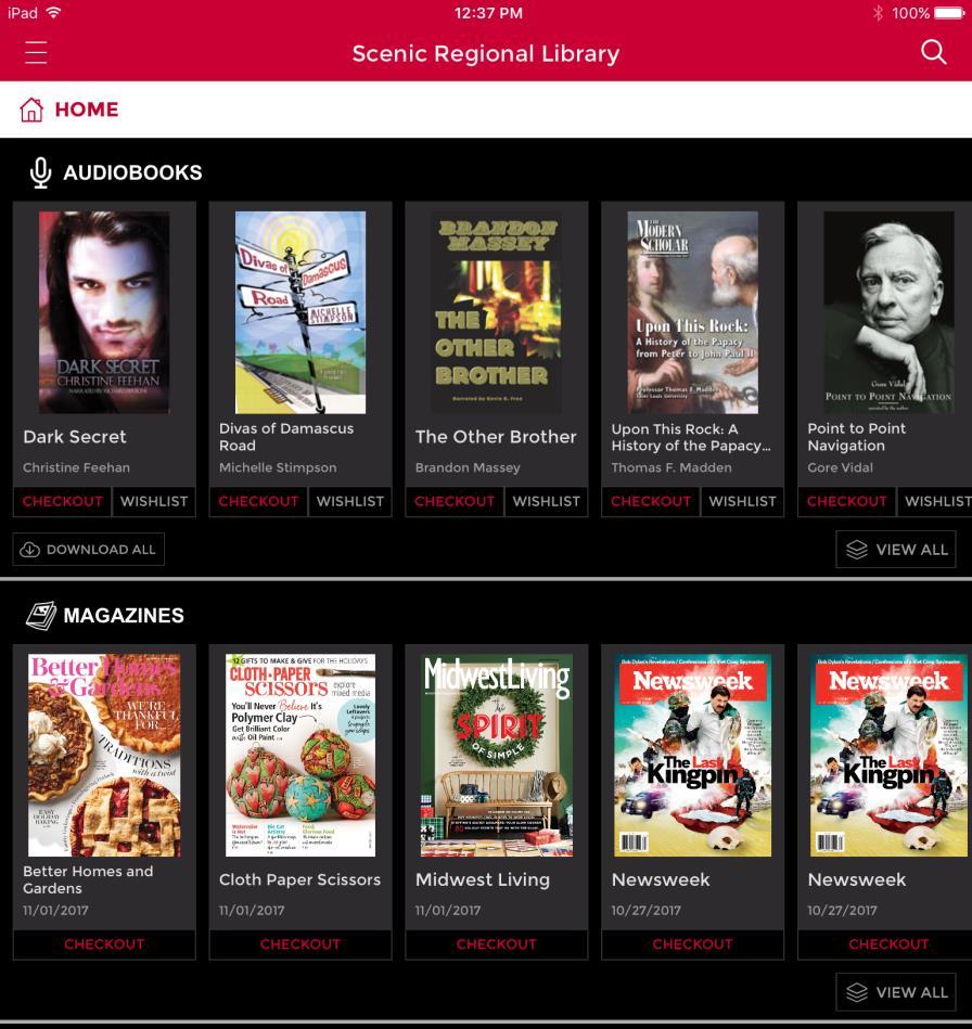 RB Digital s Mobile App Home Page, continued Magazines Viewing Window This