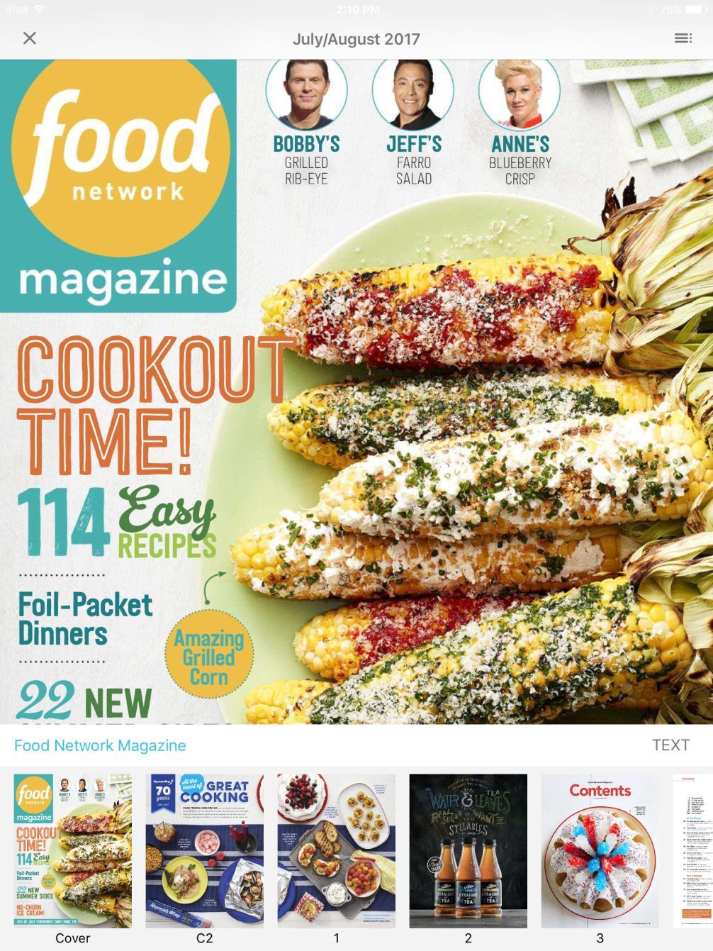 Reading Magazines in the Mobile App, continued Tapping the middle of the screen displays the top and bottom menus.