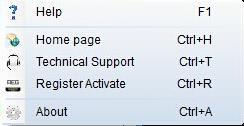 3.9 Help Menu The Help menu has technical support, manual looking up and other options available.