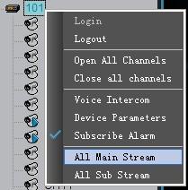 5.1.4 All Main Stream / All Sub Stream Main stream is mainly used for video stream for the device, and also for network transmission; however, a large stream requires high network.