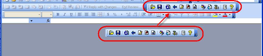 open; the new toolbar and menu could have been added to the existing session BEx-Analyzer Toolbar in Excel 2003 does not always show up in the same