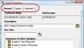 To change properties of the query, click on Query