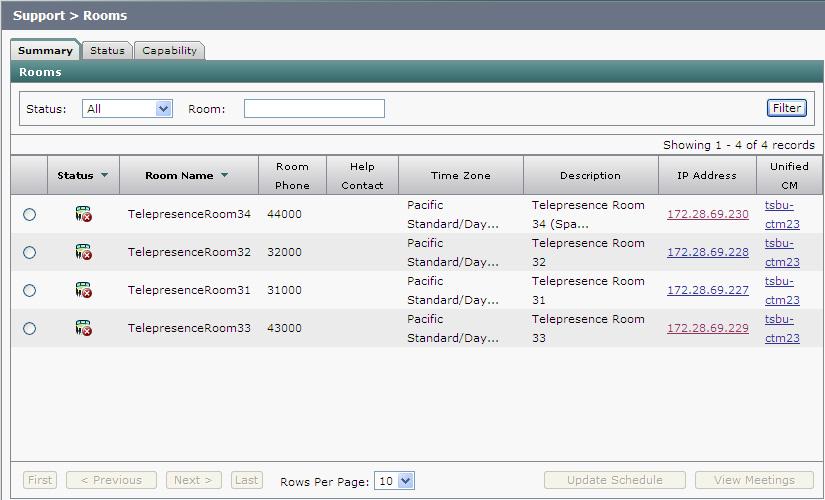 Scheduled Meetings Chapter 2 The Capability view displays the availability of certain Cisco TelePresence features. Table 2-5 describes information in this window.