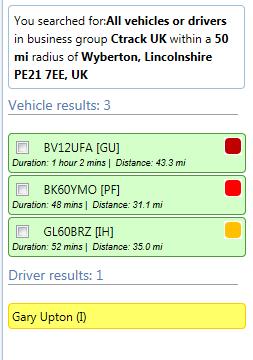 the distance from the location and the anticipated drive time based upon optimum driving conditions It will also show any