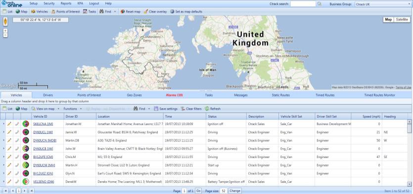 Ctrack Search This allows the user to search for items both inside and outside of Ctrack Online e.g. vehicles or drivers within Ctrack Online or postcodes, addresses etc.