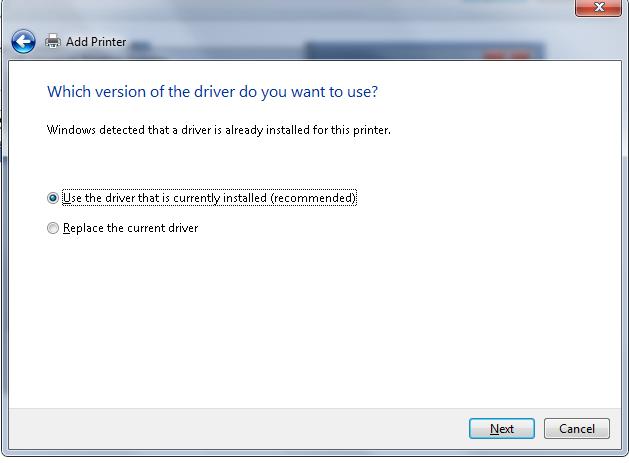 MiCase Information Systems Select Use the driver that is currently installed