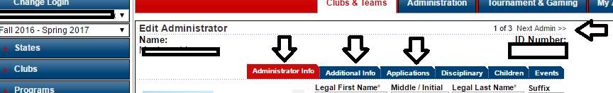 2. Select Admin Lookup 3. Press the small Reset button on the top center of the Administrator Lookup page. This way you will have all fields clear and are ready to start a search 4.