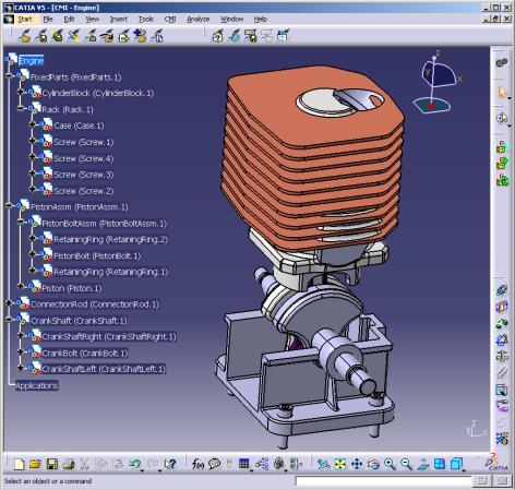 assembly within the CMI RII Application and send this assembly to CATIA V5.