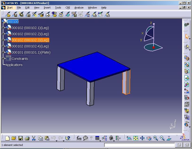 Figure 58: Highlighted item in CATIA V5 The Highlight in CATIA action is also available in the Structure