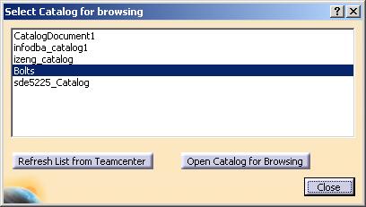Handling of catalogs CMI can also manage catalog files in Teamcenter. Teamcenter compatible catalogs reference files and items that are actually stored in Teamcenter.