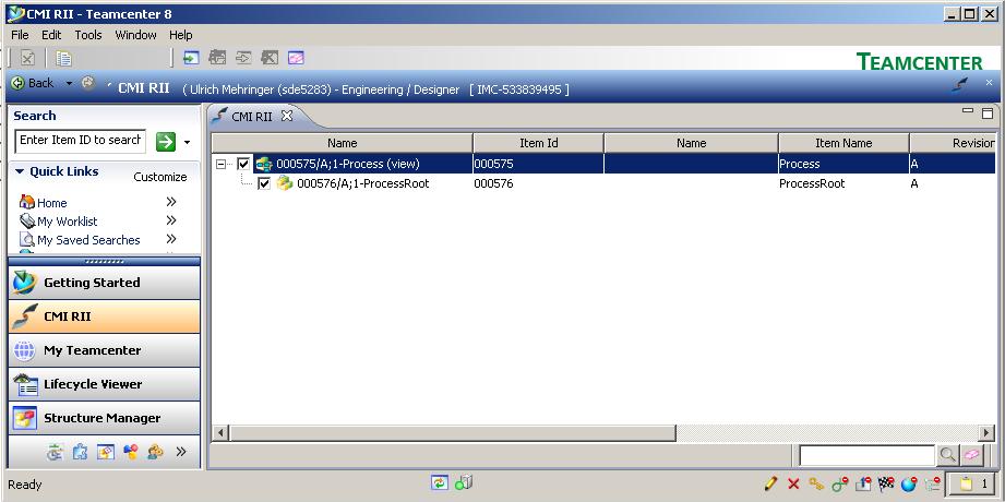 CMI RII application CMI will detect the attached CATProcess and changes the icon of the dropped