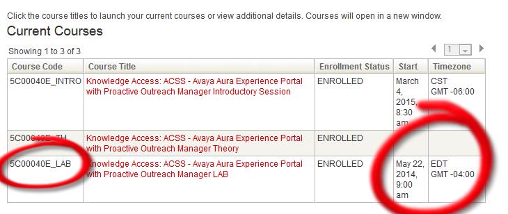 Your requested date should now appear under Current Courses.