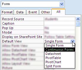 To display the names as a list: Ensure that the Form s Property Sheet is