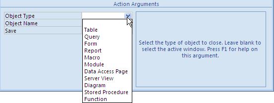 The Close Action will close the active window if no object is specified in the Action Arguments, therefore it correctly closes the form on which the button sits.