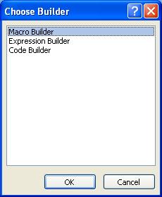 Select Macro Builder and click OK Click the down arrow in the Action box of the first row Scroll through the list of Actions and