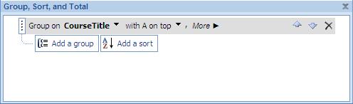 and Total pane. Sorting is automatically defined for the group.