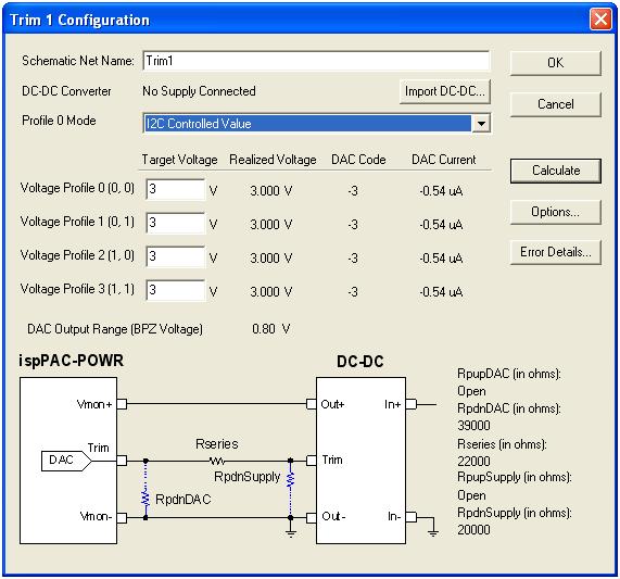 Figure 11. Trim Configuration Dialog The second item that must be configured is the Vbpz offset.