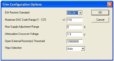 Alternately, you can also click on the <Options > button to open the Trim Configuration Options dialog (Figure 12) and manually set this value. Figure 12.
