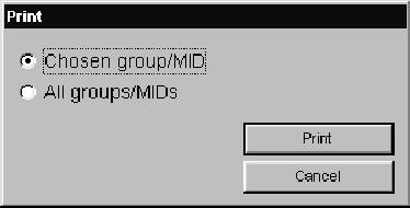 MID view: The parameter list for the relevant control unit will be printed. When printing parameters, select whether to print the selected group / control unit or all groups / control units.