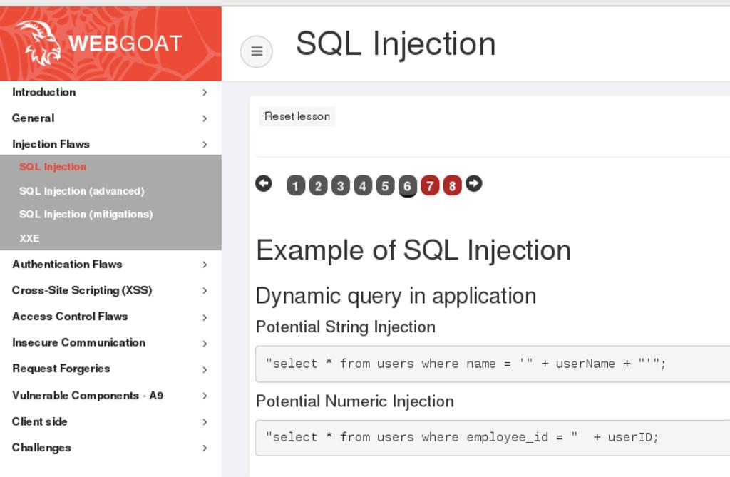 SQL Injection Stealing information Go to the exercise Injection FlawsàSQL Injection (lessons 7,8) Your goal is to retrieve all users from
