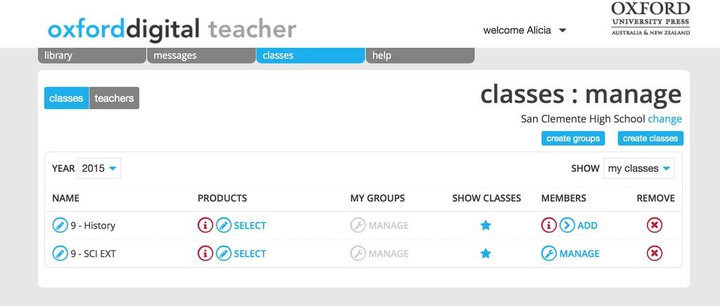 MANAGE CLASSES After creating classes, you ll see a manage classes screen similar to the one shown below. The red exclamation marks indicate any incomplete details. 1.