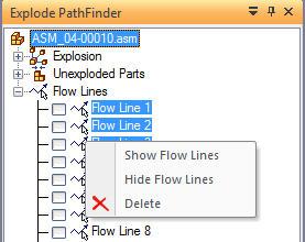 flow lines graphically for selecting or deleting They will
