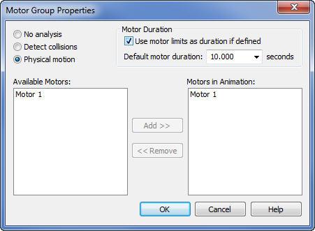 Motion option is NOT supported by DCM When Physical Motion is used all variables