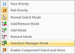 Selection Performance Improvements New with ST4 is the ability to enter Selection Manager Mode with no graphics selected When the Selection Manager Mode is entered Solid Edge will add the glyph to
