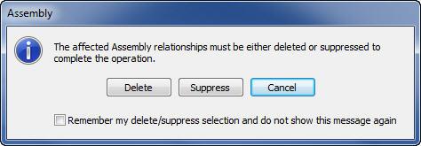 Steering Wheel in Assembly Improvements-Options If the Do not repair option is set, the following dialog will appear as it did in ST3 giving the user an option to either delete or suppress any