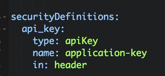 API key example } Put a security key in the get section and