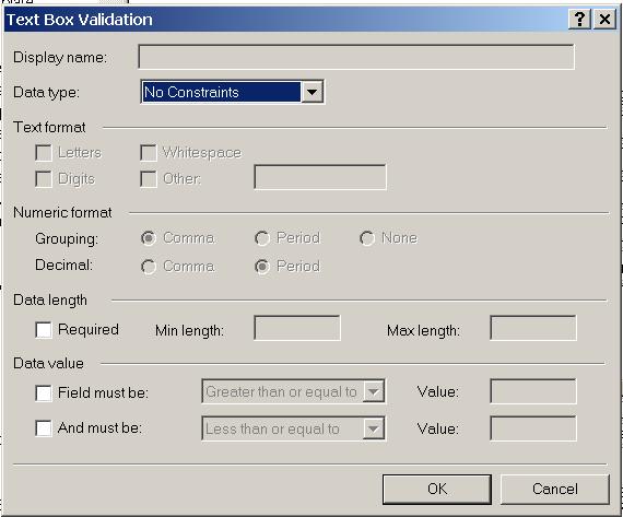 text box, scrolling text-box and check box fields, clicking OK after entering in each name. Naming the Radio button fields is a little different than the procedure described above.