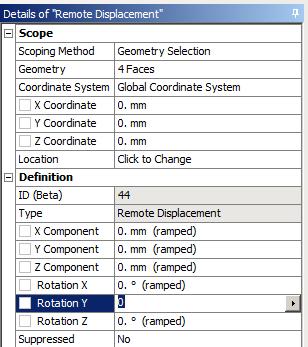 Apply displacement boundary conditions In Outline select Static Structural Select the two