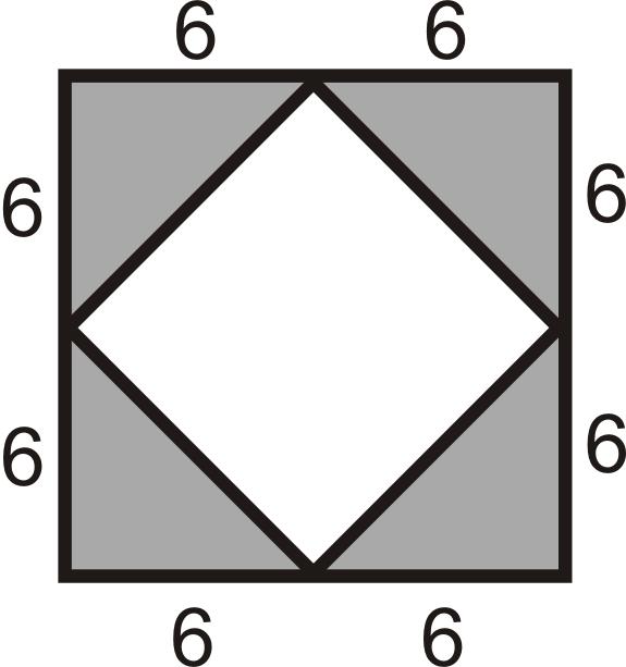 Determine a simplified expression for the perimeter and area of the figure to the right. 4. A figure is a triangle composed of and a square, as shown below. The area of the square is 144 m2.