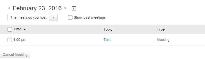 4. To edit a scheduled meeting click on the title of the meeting, which will take you to a screen that shows the details of the meeting you selected.