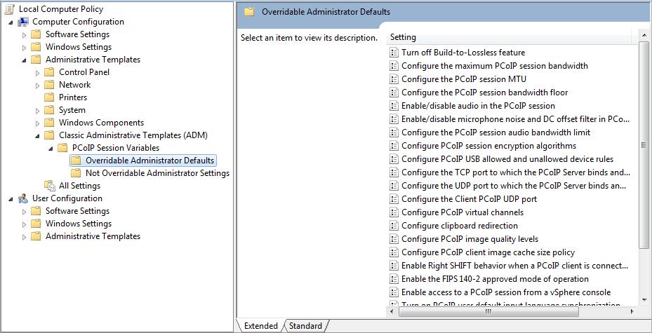 Troubleshooting 5.1.2 Override ADM PCoIP Defaults ADM can be configured on the Domain Controller or the master desktop image being used to create a gold pattern.