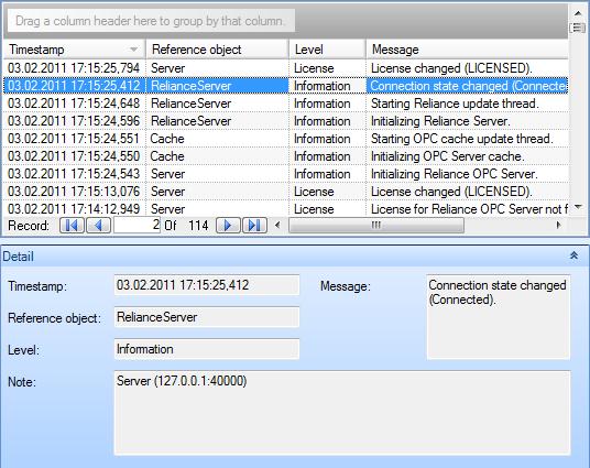 12 Monitoring Client Reliance OPC Server - Events 3.2.7 Options By clicking on the main icon of Monitoring Client, which is located in the left upper part, the main application menu is displayed.