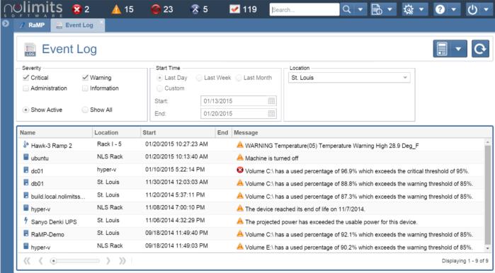 Alerts and Notifications Many data center management solutions provide alarm notification at the device level.