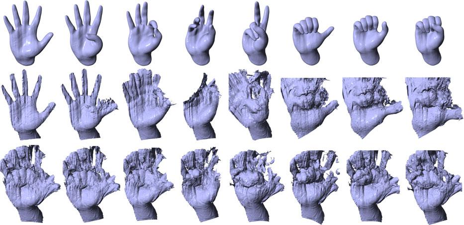 Visual comparisons with [46] on face, hand and sliding sequences.