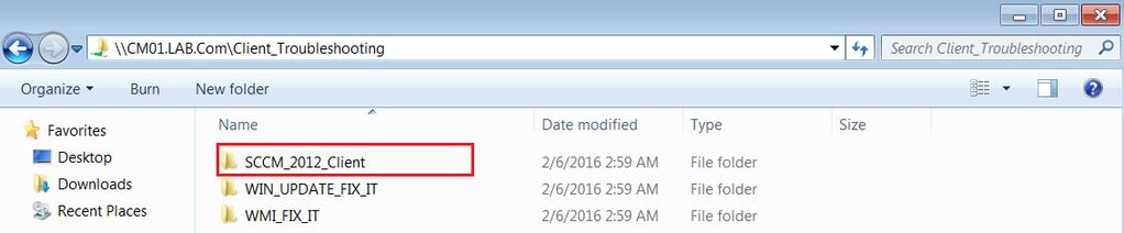 Steps for manual installation of ConfigMgr Client