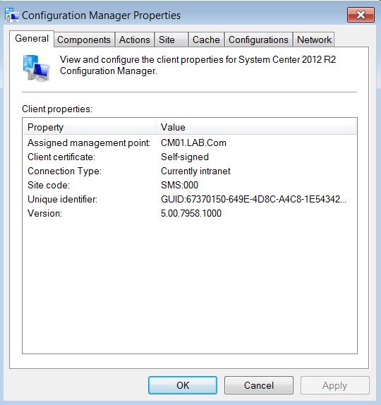 9 After double clicking on the Configuration Manager icon, please check the