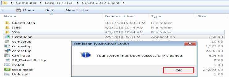 To uninstall the existing ConfigMgr client Agent, ccmclean to be