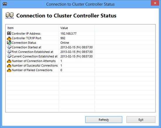 Time of Current Successful Connection Connection Attempts Successful Connections Failed Connections Time & date of currently-connected cluster connection.