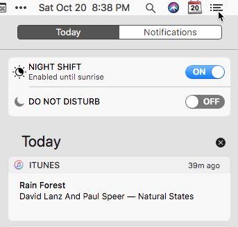 the icon for the Notification Center (lists various notifications like alerts from apps) is located at the top right corner of the menu bar.