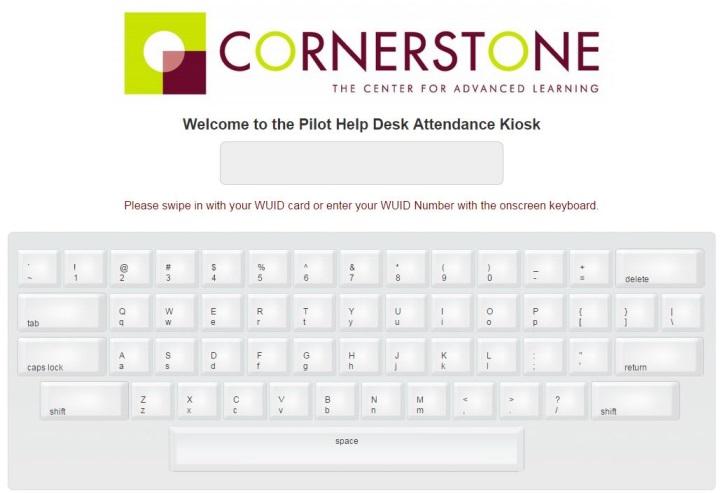 Kiosk is ready to use when this screen is displayed: Notes: You MUST ACCESS THE KIOSK IN A DIFFERENT BROWSER than you use to log into CornerstoneConnect Insight.