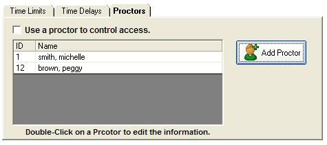 To use a proctor, click on the box and select a proctor from the list by clicking on it one time. Use the Add Proctor button to add a new proctor to the system.